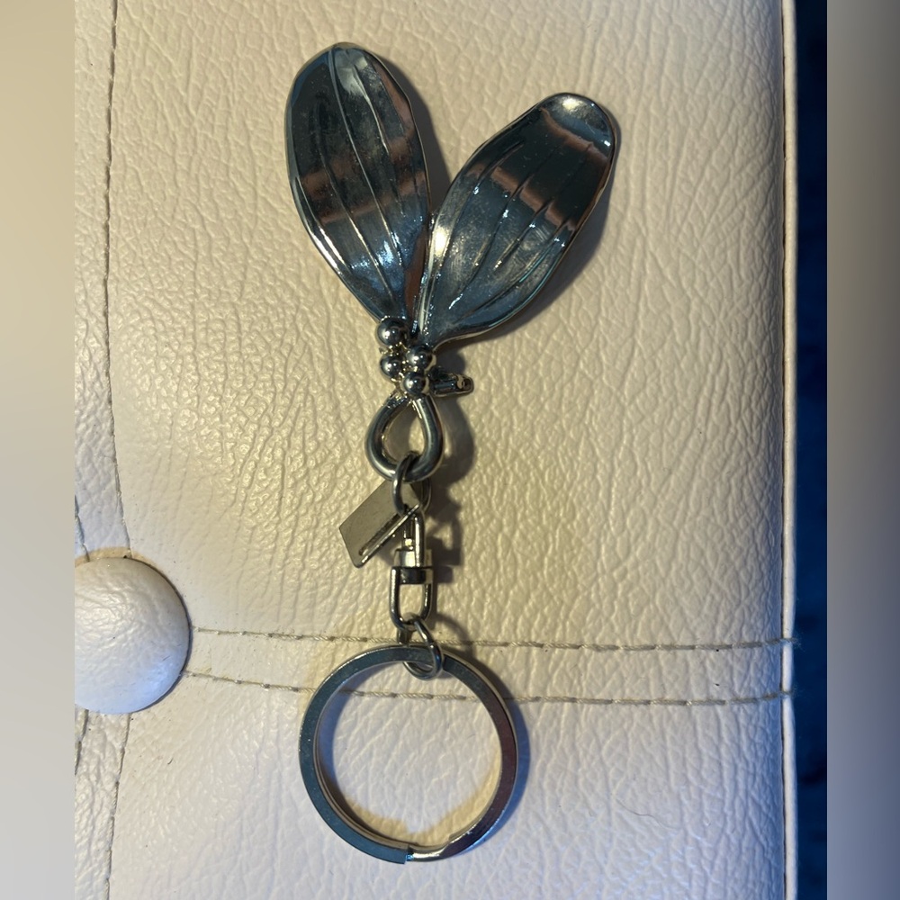 Michael Aram Signed Holly Berry Keychain - Silver Tone